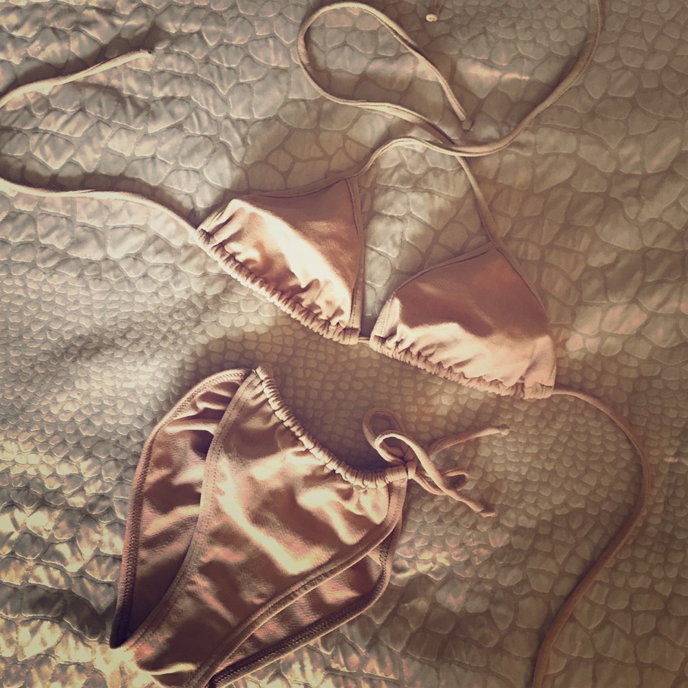 Beige Fendi triangle top bikini